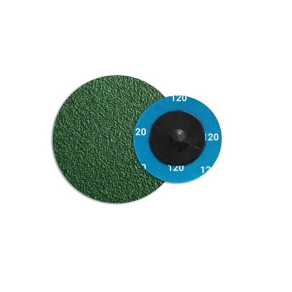 Continental Abrasives 2" 120 Grit Green Zirconia with Grinding Aid Cloth Reinforced Quick Change Style Disc Q-ZG2120 - main